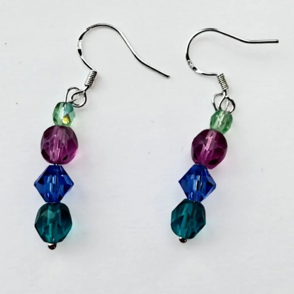 Swarovski Crystal Beaded Dangle Earrings NWT